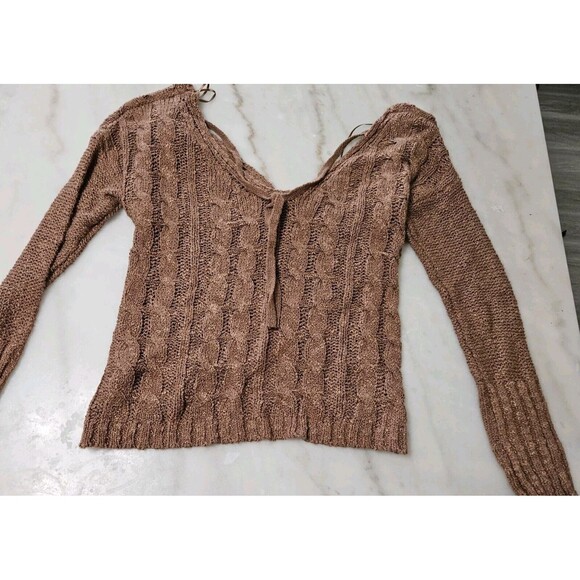 Onetheland Sweater Womens Small Cropped Crossed Look Sweter - Picture 2 of 8